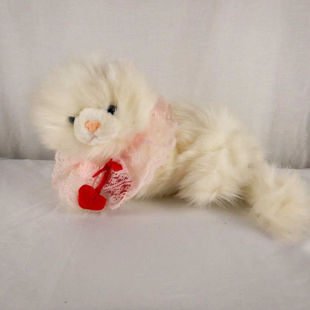 Chrisha Playful Plush White Cat Kitty Blue Eyes Stuffed Animal Plush 18" long